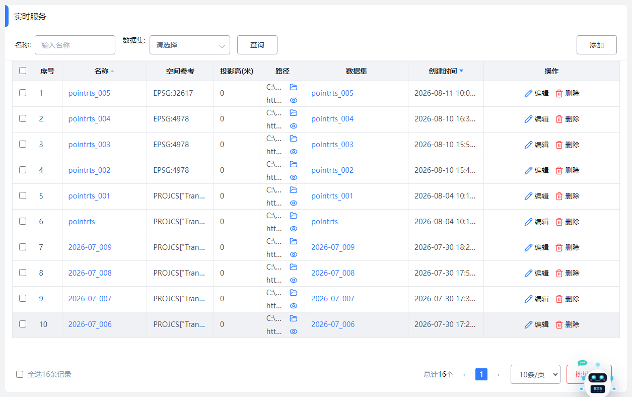 PointRTS 实时服务管理